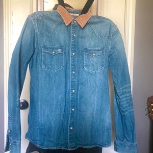 All Saints denim button down with corduroy collar